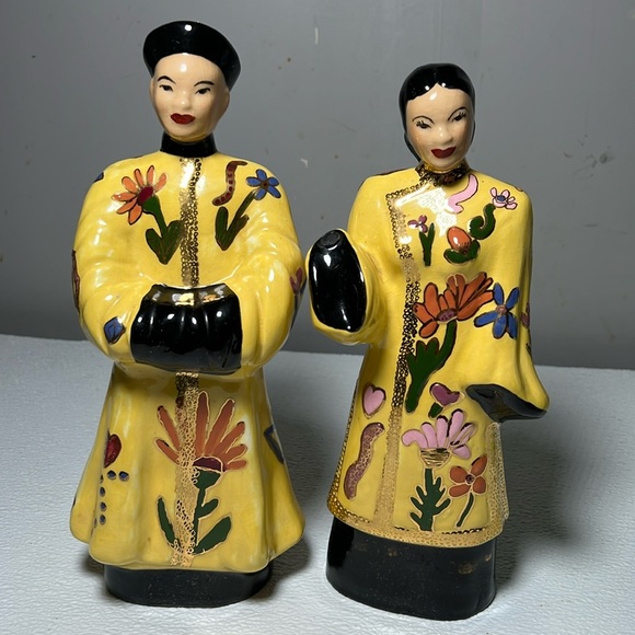 Other - Vintage HandPainted Figurines Gold Trim Set of 2